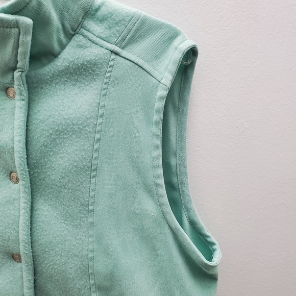 VTG Vest Rare Mint Green Pastel Shade Snap Down Sweatshirt w/ Pockets! Size 12 - Picture 6 of 13